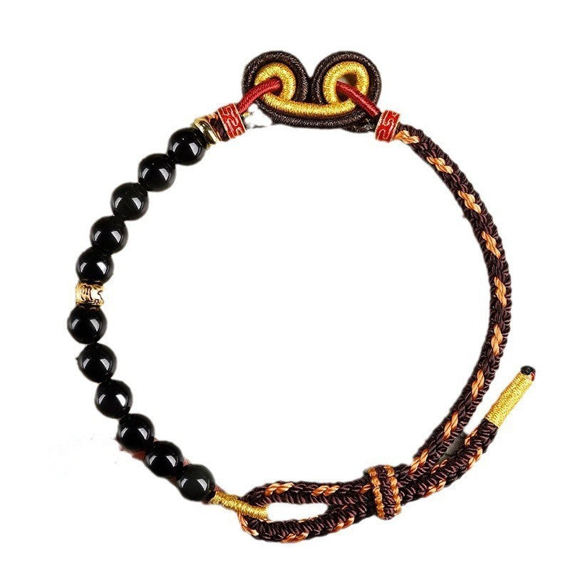 Black Myth Wukong-inspired Red String Bracelet for Women, Monkey King Headband Charm, Men's Agate Braided Rope Bracelet, Couple Gift