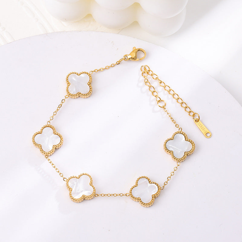 Lucky Four Leaf Clover Titanium Bracelet